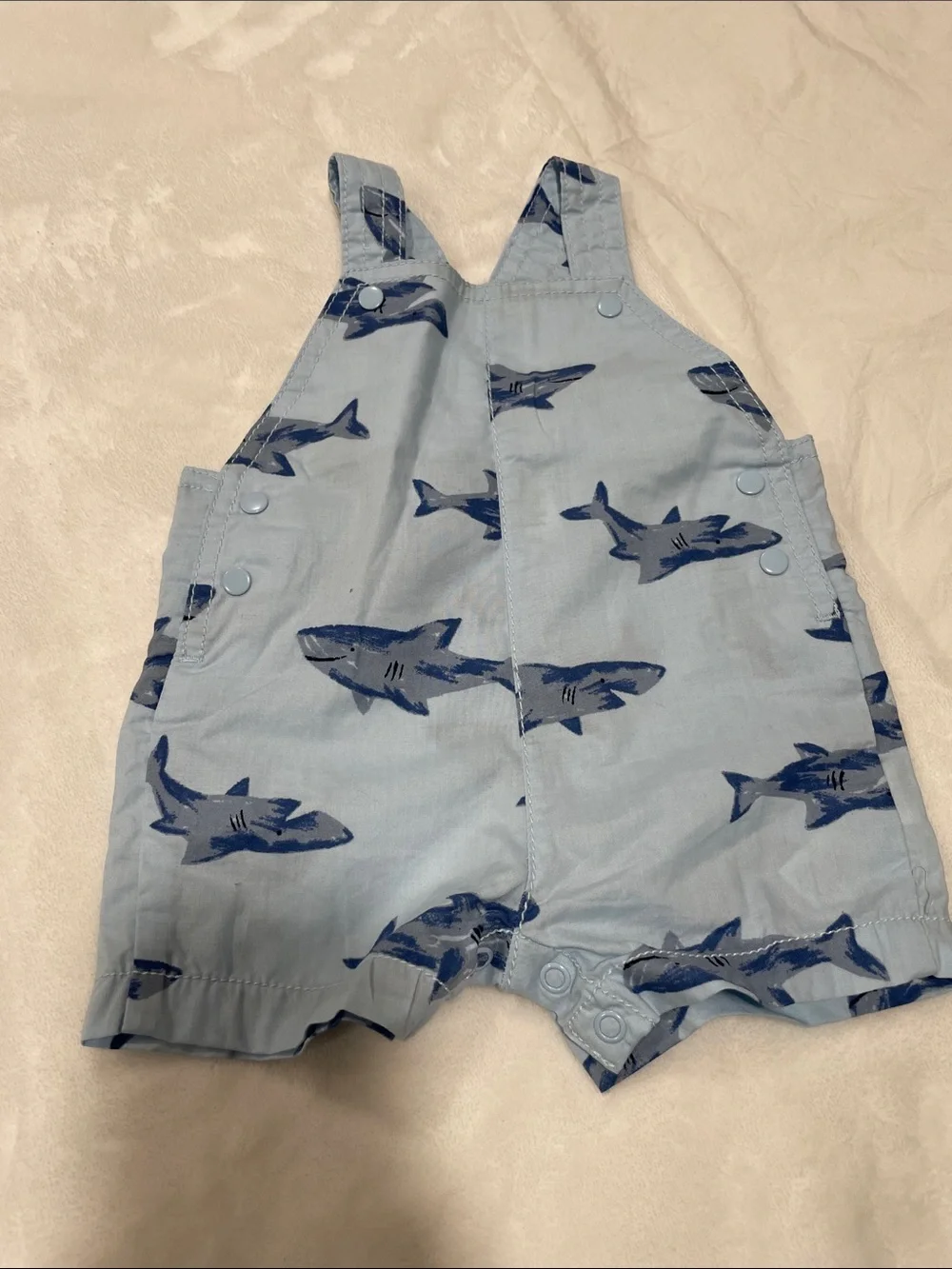 Carter's Light Blue Shark Shortall with Navy & Dark Blue Matching Overalls Set